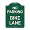 Signmission Designer Series Sign-No Parking Bike Lane, Green & White Aluminum Sign, 18" x 24", GW-1824-23629 A-DES-GW-1824-23629 - alternate 1
